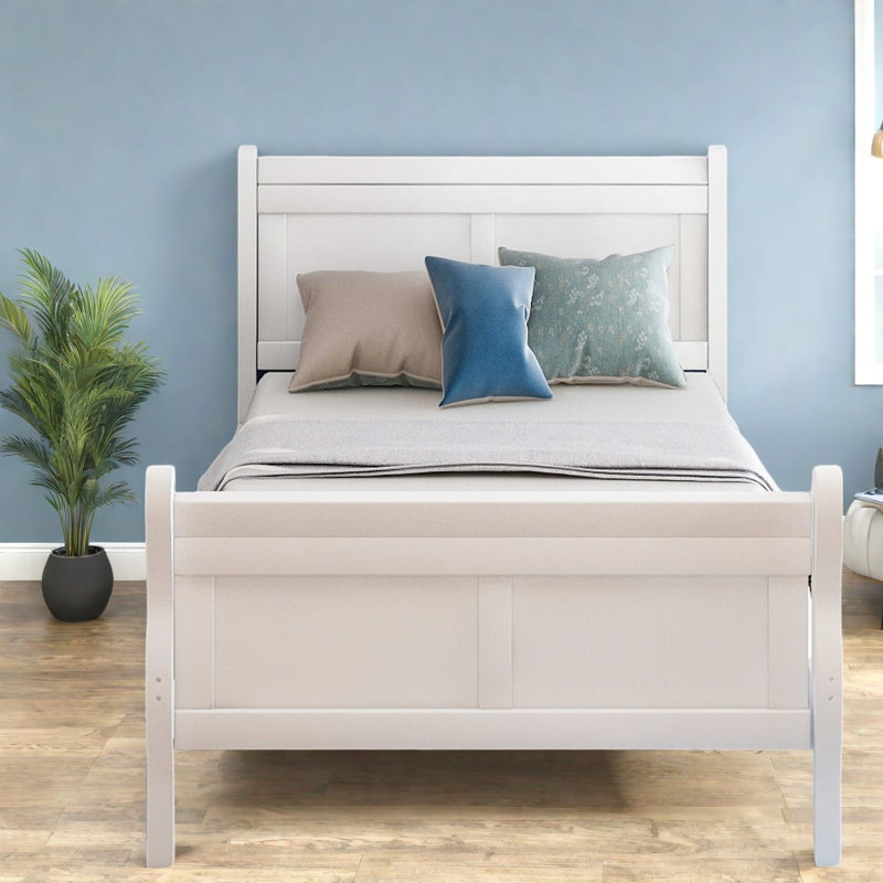 Lits en bois simples peu encombrants, fabrication solide, style traîneau moderne pour maison compacte