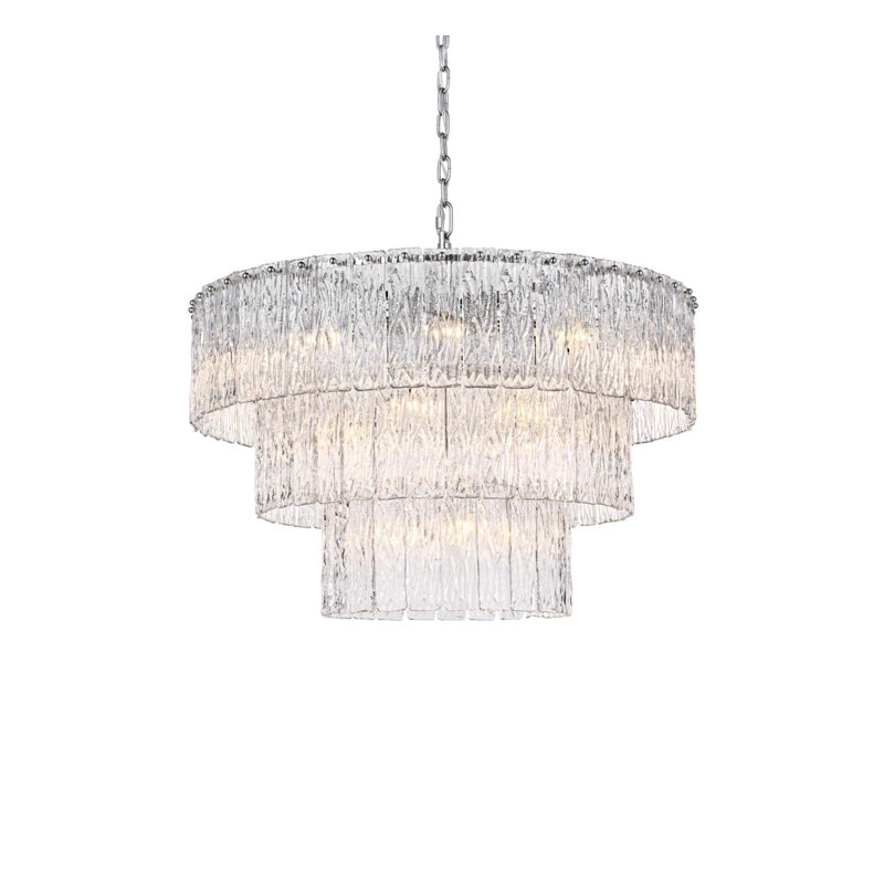 Lustre en verre 32 pouces Intisar, Chrome chrome
