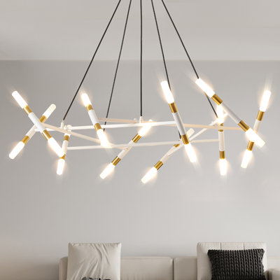 Lustre spoutnik moderne 20 lumières à hauteur réglable blanc
