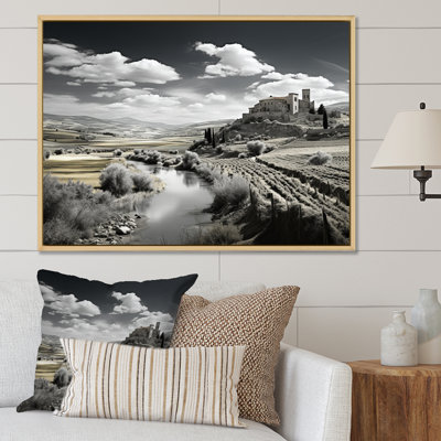 Paysage noir et blanc de l'Espagne sur toile