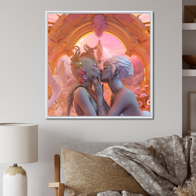 «Goddess Couple Kissing Divine Love I - Couple», reproduction d'art sur toile, H 16 po x l 16 po x P 1 po