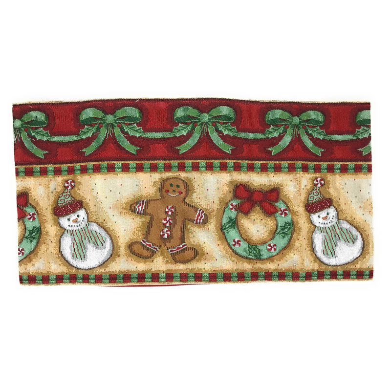 Schulz Geometric Cotton Blend Gingerbread Christmas Table Runner, 13" W x 72" L