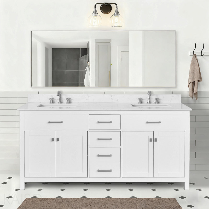 Meuble-lavabo autoportant avec cadre en bois massif 72 po, 72 po