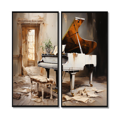 «Rustic Grand Piano Melody - Music Music Piano», art mural sur toile