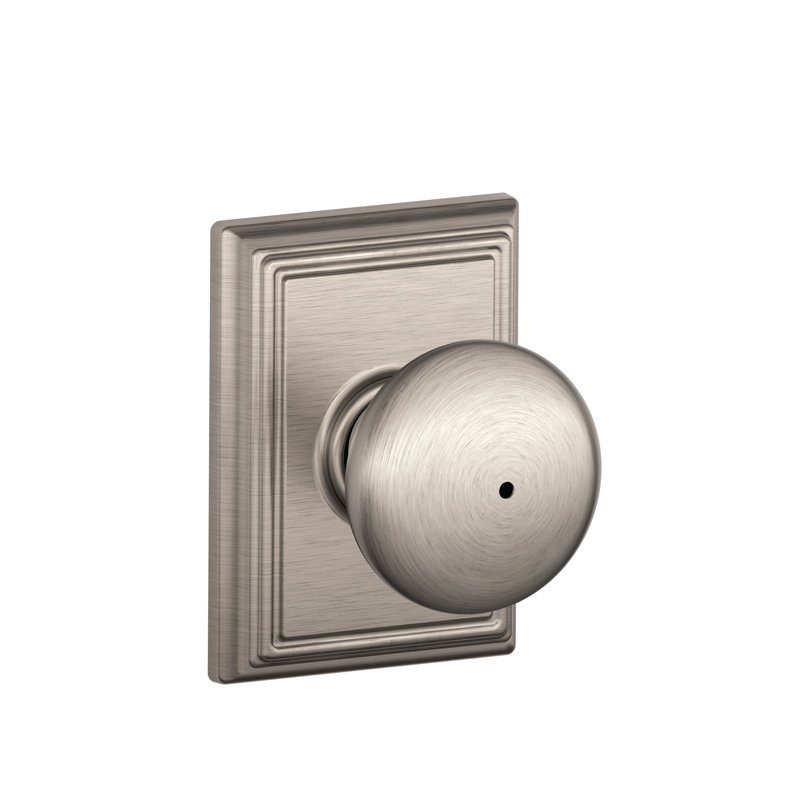 Plymouth Bed and Bath Lock Knob with Addison Trim, Satin Nickel