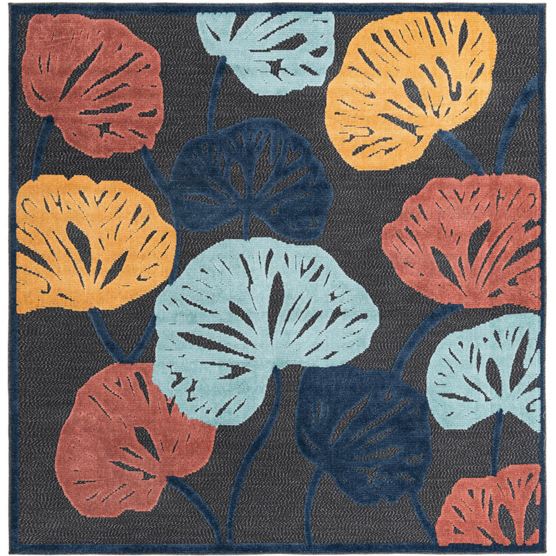Mashpee Indoor/Outdoor Rug Charcoal, Square 7'10"