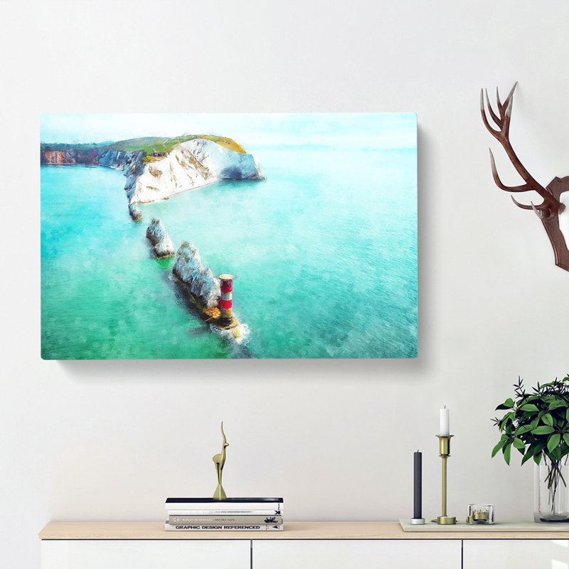 The Needles Isle Of Wight - Wrapped Canvas Painting, 60cm H x 91cm W x 4cm D