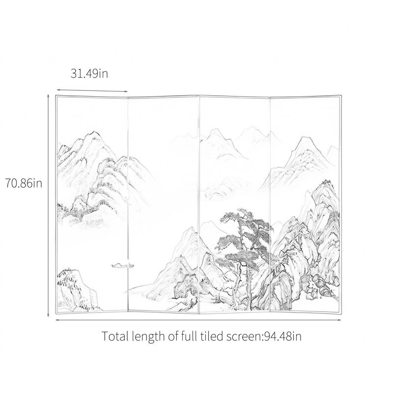 Un millier de rivières et de montagnes, H 70,86 po x l 94,48 po x P 1,37 po