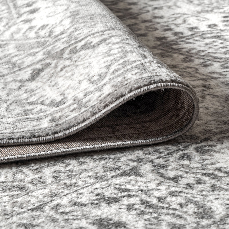 Blane Modern Persian Vintage Medallion Light Gray Rug, Square 6'7"