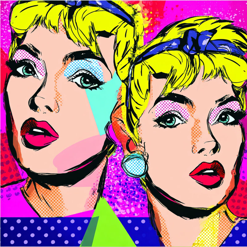 «Double Pop», art mural sur toile tendue, L 12 po x H 12 po x P 1 po