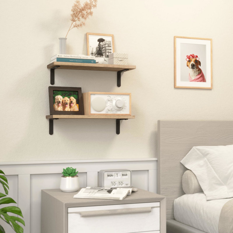 Rustic Wall Mounted Storage Organizer Shelves Of 2 - Style With 40Lb Weight Limit Living Room Bearing Capacity