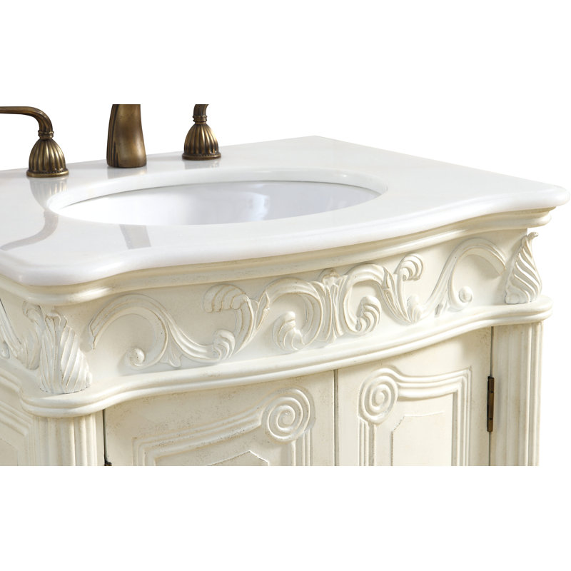 Ensemble de meuble-lavabo simple 27 po Lunette, Blanc antique, Blanc Ivoire