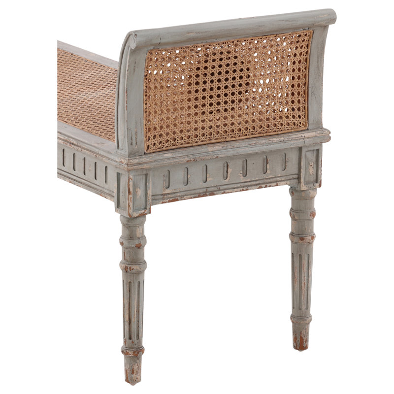  Castlewood Greige Mahogany Cane Bench
