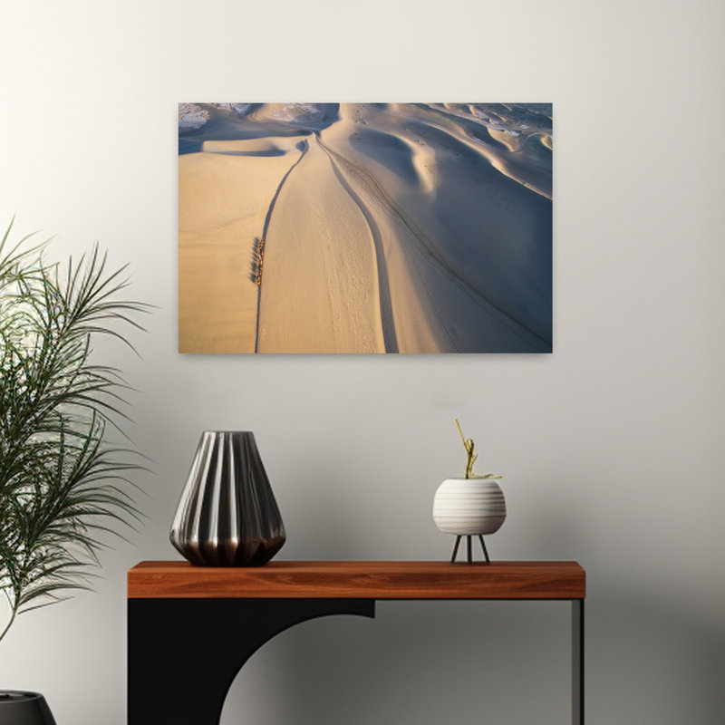 " Camel Caravan Desert Dunes Abstract Contemporary Landscape Nature Wall Art Print " Print, H 16 po x l 24 po
