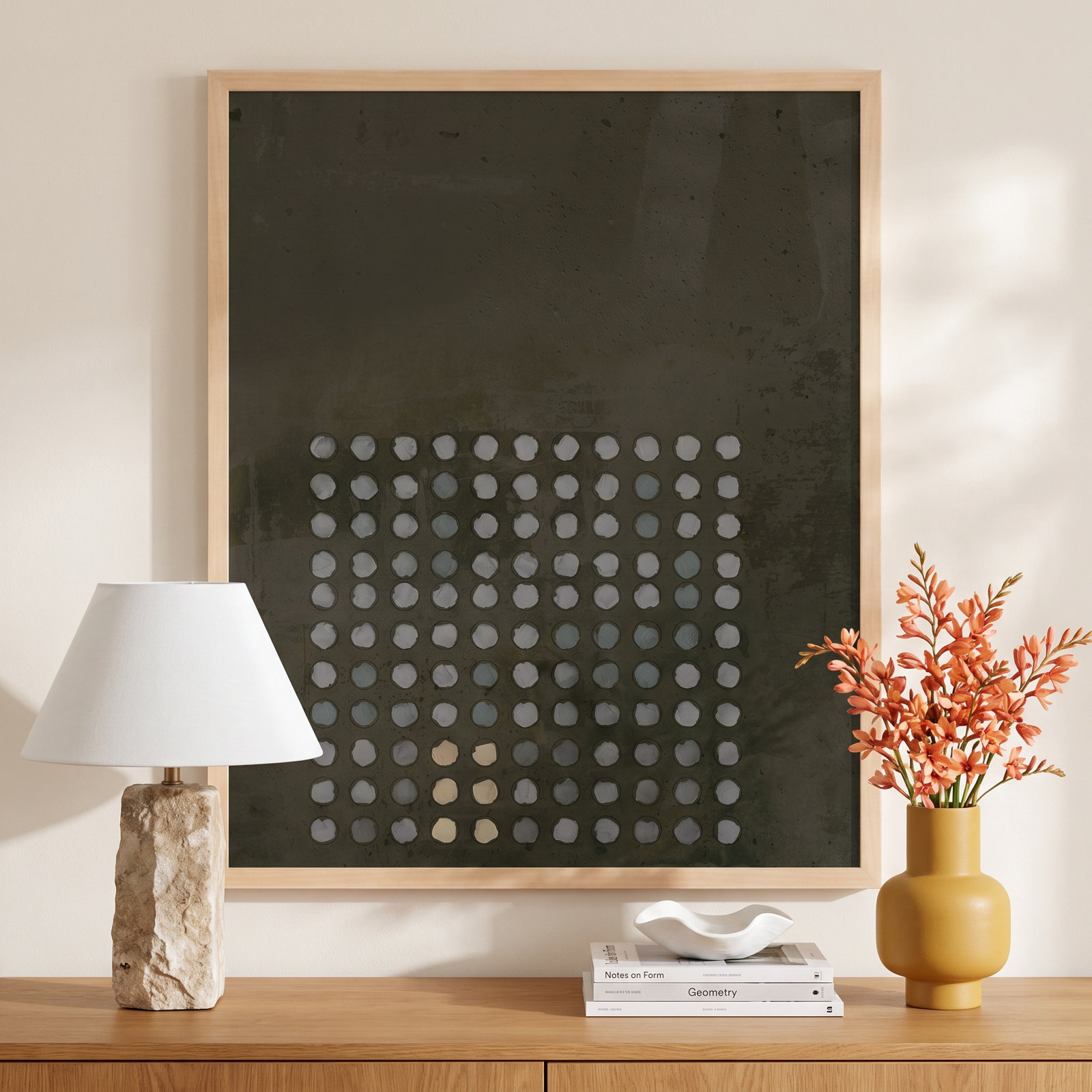 Circles in Squares "Circles in Squares 13" Print, 38" H x 30" W x 1.25" D, Brown