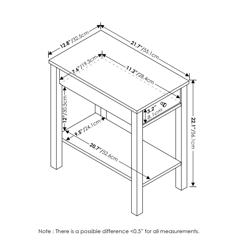 End Table with Storage, French Oak