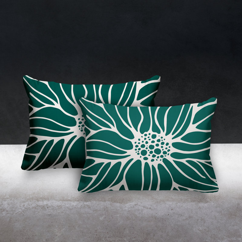 Polyester / Mélange de polyester Housse de coussin rectangulaire intérieure / extérieure lombaire et insert, Émeraude