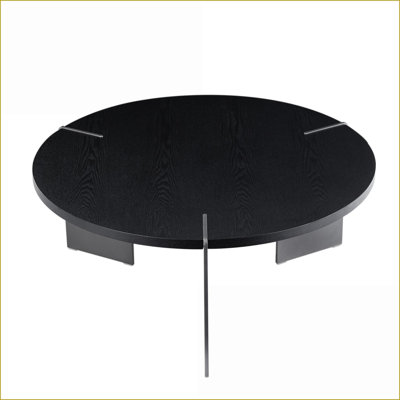 Black Oak Wood Coffee Table for Living Room – Easy-Clean, Eco-Friendly, Strong Metal Frame
