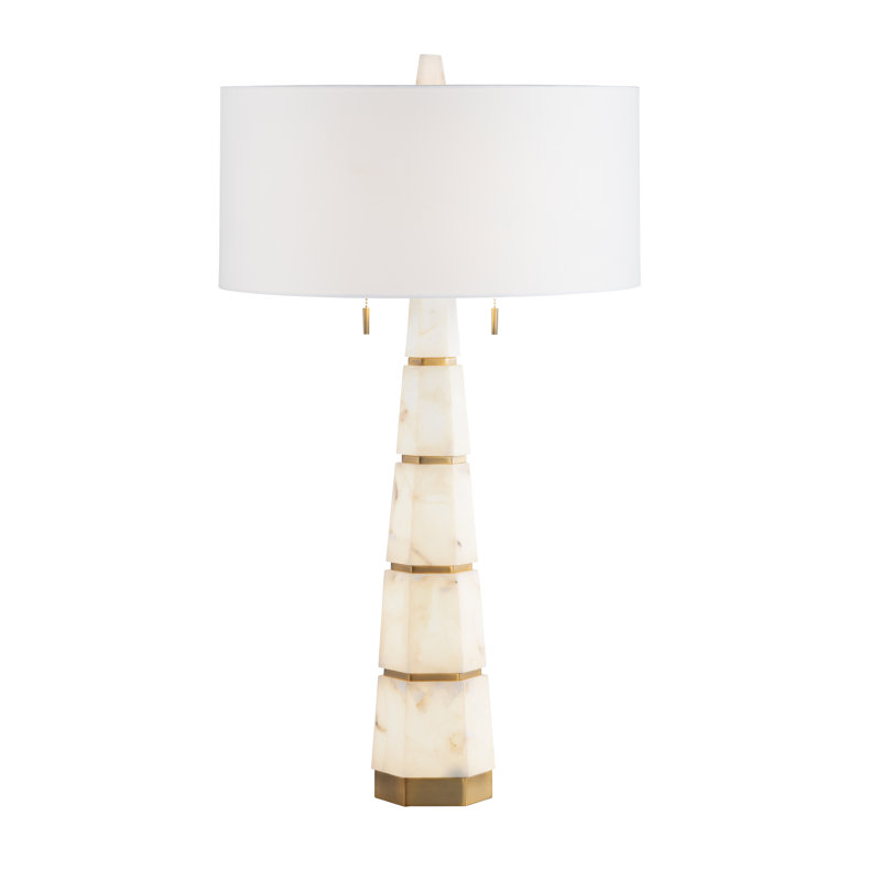 35.75" Metal Table Lamp With White Shade