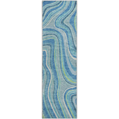 Premium Machine Washable Prisco Blue Rug