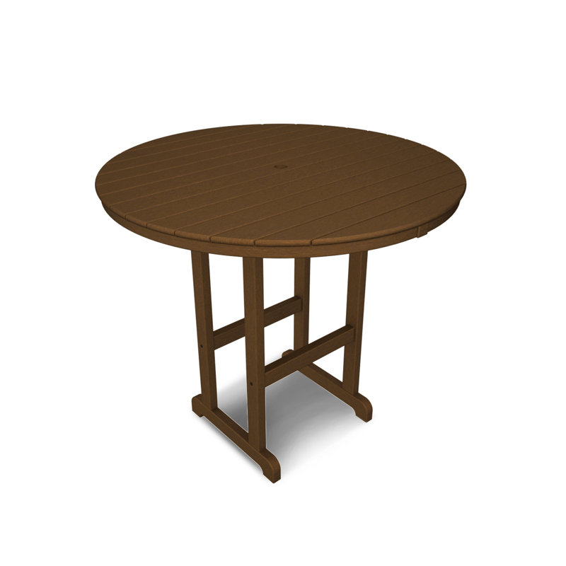 POLYWOOD Captain 2 - Person Patio Dining Set with Round Table , Cushions Included, Mahogany, 48"