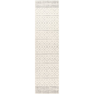 Herrod Machine Woven White/Medium Gray Area Rug