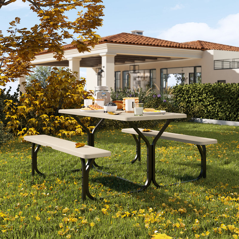 Table de pique-nique rectangulaire 71 po Bohall, Beige, Beige