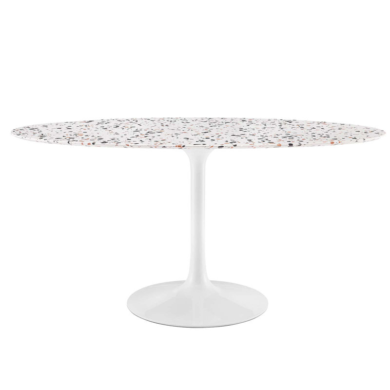 Modway Lippa 60" Oval Terrazzo Dining Table, White
