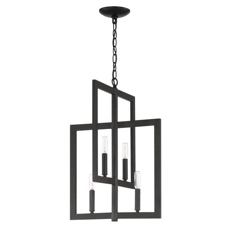 Biay 4 - Light Lantern Geometric Chandelier, Espresso