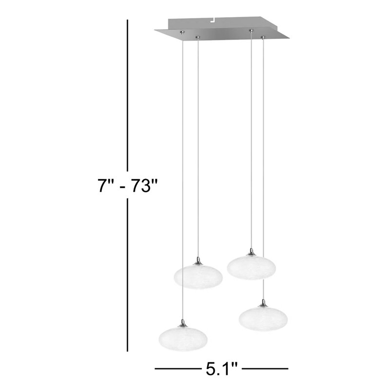Luminaire suspendu sphère DEL 4 lumières Alvie, Chrome
