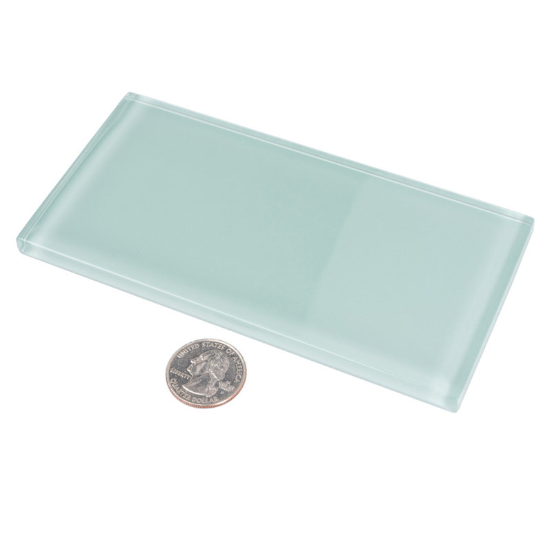 3"X 6" Polished Glass Subway Tile, Light Blue