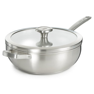  KitchenAid Stainless Steel PFAS-Free Ceramic Non-Stick 28  cm/3.6 Litre Wok, Induction, Oven Safe,Silver : Home & Kitchen