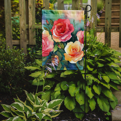 Oklahoma roses dans un drapeau de jardin à l'aquarelle
