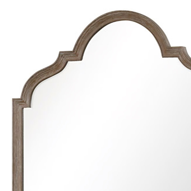 Miroir de commode Lyla, verre biseauté, chêne rustique brun