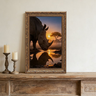 Rhino SunsetOrnate Vintage - cadre décoratif doré pour art