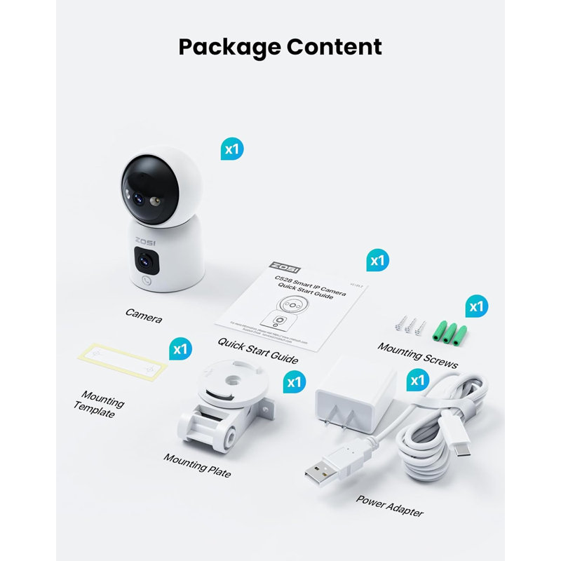 Caméra de sécurité intérieure 2K 3MP à double lentille, moniteur pour bébé / animal de compagnie PTZ 360 °, appel instantané, suivi humain