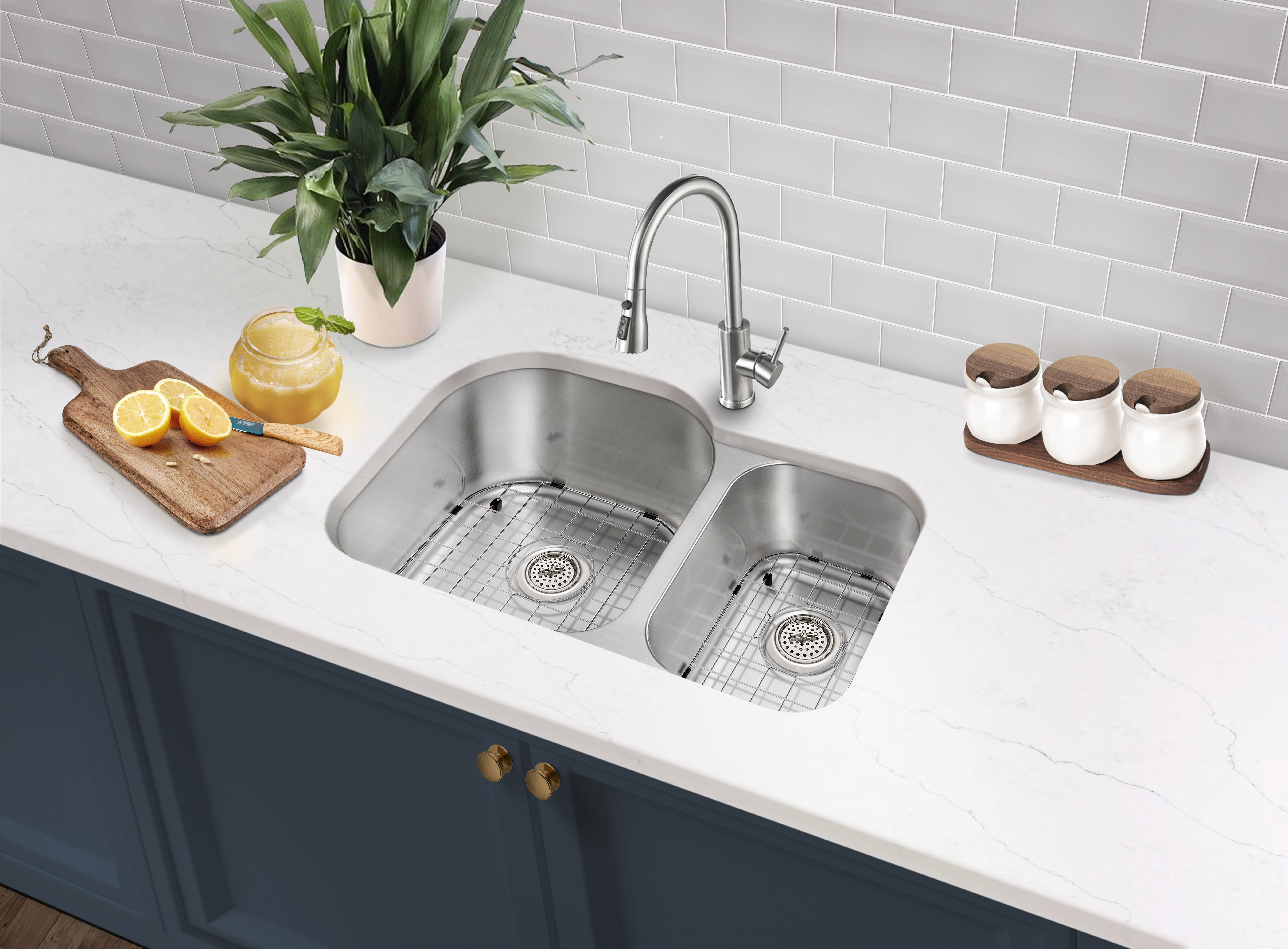Curaté Undermount Double Bowl Stainless Steel Kitchen Sink | Wayfair