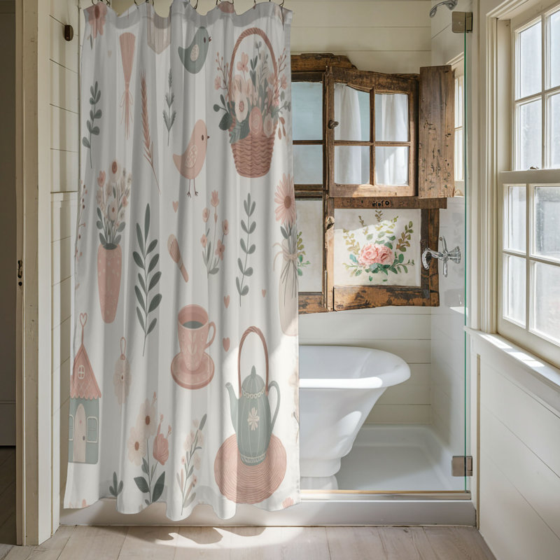 Rideau de douche standard 1 pièce Dreamy Cottage Vibes, H 74 po x l 71 po
