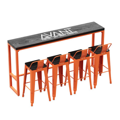 Industrial Style High Table And Chairs Set Rectangular 15.8'' L Dining Set