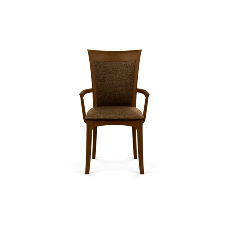 Morgan Upholstered Arm Chair, Natural Walnut, Microseude Onyx