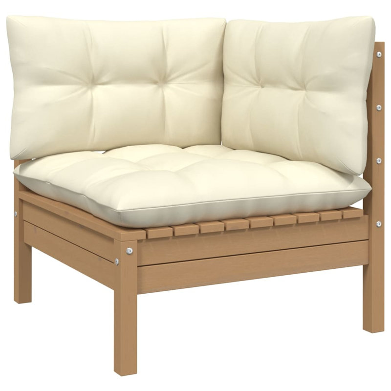 Tonye 25'' Wide Pine Patio Sofa with Cushions, Gray, Brown