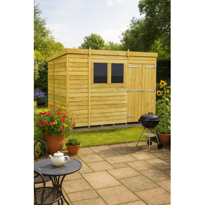 10ft x 6ft Pent Shed - Double Door with Windows