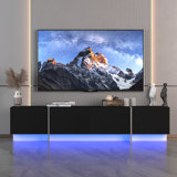 TV Console With Storage Cabinets, Remote Control, APP Control LED TV Stand, Full RGB Colour Selection, 31 Modes Changing Lights Modern Entertainment Centre (Black, For 75 Inches TV)
