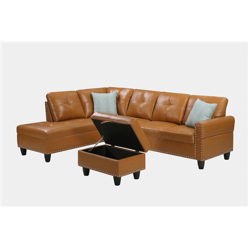 Canapé modulaire en similicuir avec repose-pieds Irine