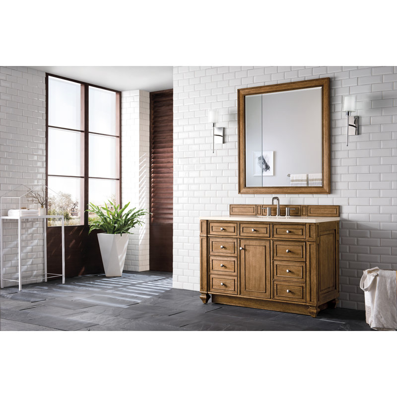 Bristol 48'' W Single Vanity, Carrara White, Saddle Brown, 8" Widespread