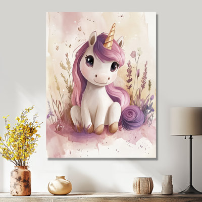 Unicorn of the Lavender Meadow - Art mural sur toile de chambre de bébé