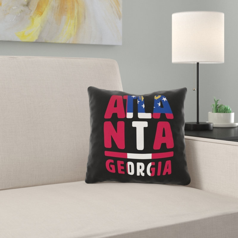 Housse de coussin Atlanta Georgia Pride in Atlanta, 14 po x 14 po, Croisé en coton - intérieur