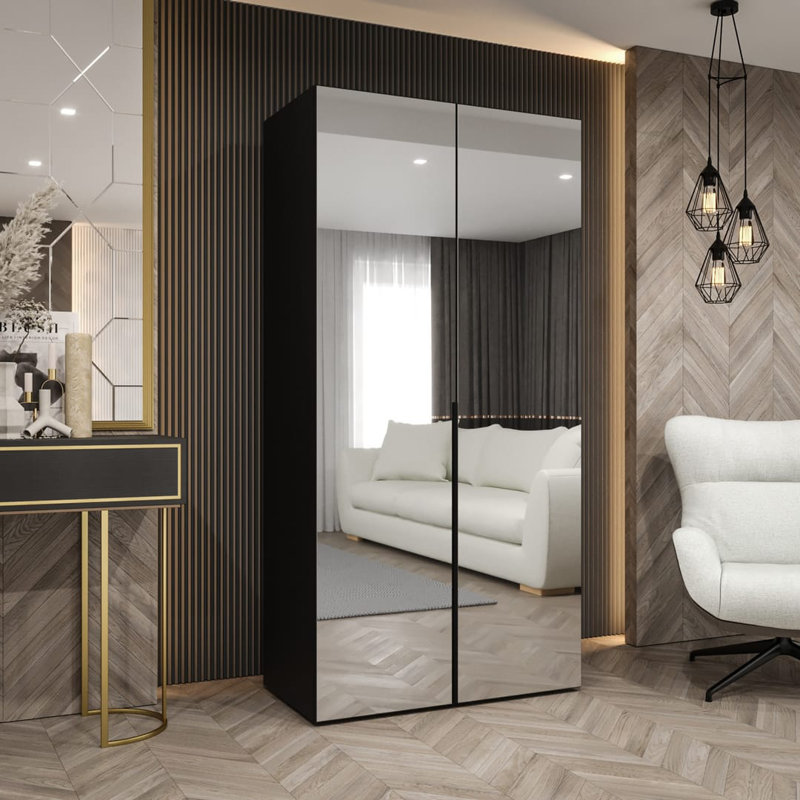 Blina 2 Door Manufactured Wood Wardrobe, Black