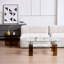 Table basse moderne en verre trempé avec rangement à 2 niveaux, transparente et durable pour le décor du salon-68849219