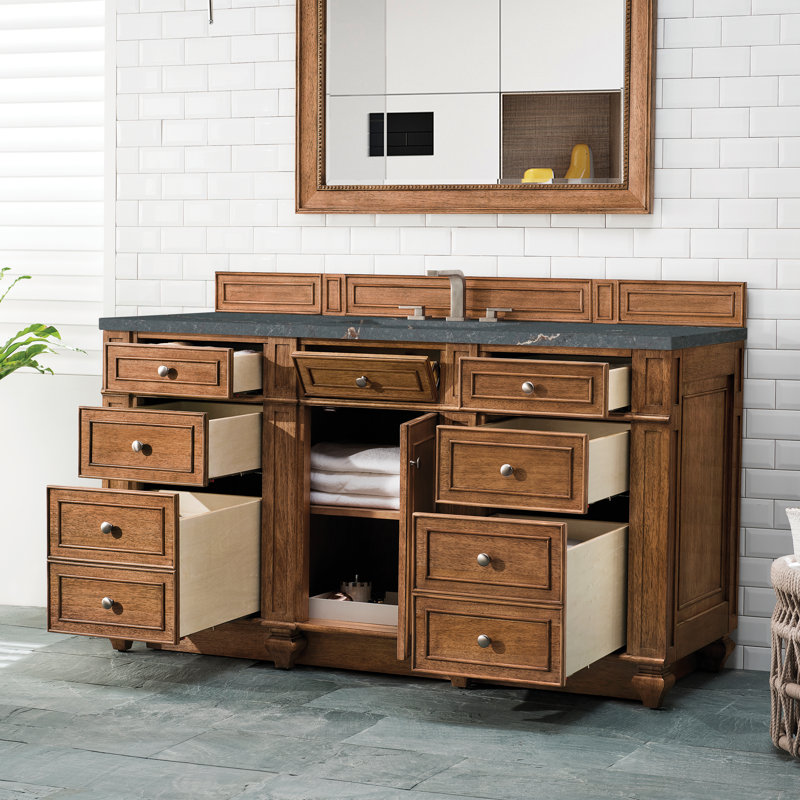 Bristol 60 in. Single Vanity, Saddle Brown, Parisien Bleu